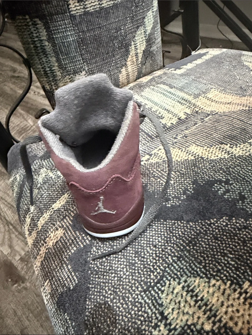 Jordan Kids Burgundy and Gray Suede High-Top Sneaker